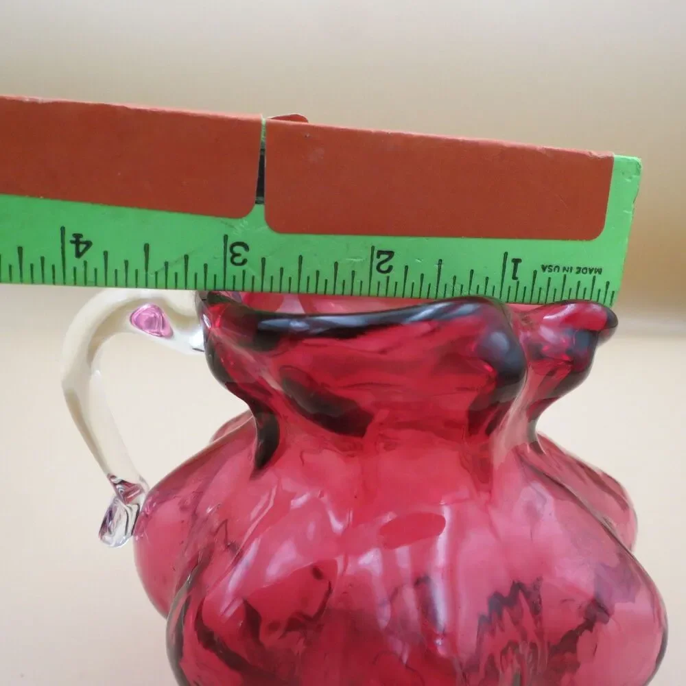 Unbranded Small Cranberry Melon Glass Pitcher